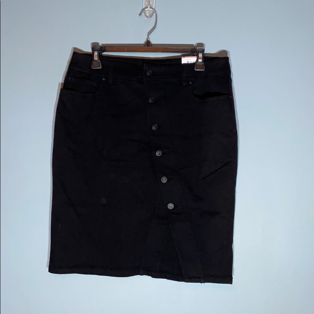 NWT International Concepts Black Denim Skirt